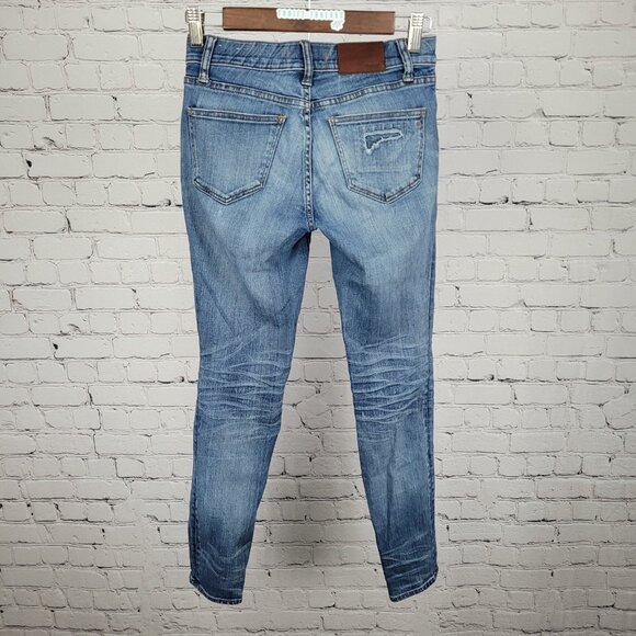Madewell Blue Denim Skinny Skinny Distressed Ripped Low Rise Jeans 25 (25x28) - Picture 2 of 15